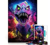 Puzzle 1000 pièces Tyrannosaure Terreur Découpe soignée Décoration Jeu de réflexion Cadeau Jeu Calme Activité d'anniversaire (38x26cm)