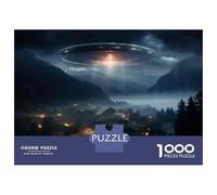 Puzzle 1000 Pièces UFO Over Mountain Village Puzzles pour Adultes Améliore La Mémoire Interaction Parent-Enfant Casse-tête Jeux De Société 38x26cm/1000pcs