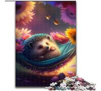 Puzzle 1000 pièces : Un Magnifique hérisson en Bois, Un pour s'amuser en Famille. Jouet éducatif pour Adolescents, décoration de Bureau à Domicile. 50x75cm.
