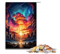 Puzzle 1000 pièces Une Ville sur Une planète étrange et psychédélique Puzzles en Bois Jeux éducatifs Décoration de la Maison 75x50cm