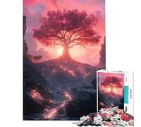 Puzzle 1000 pièces Unity Arbre Rose Paysage au Coucher du Soleil Jeux éducatifs et Jouets éducatifs Idée Cadeau et Jouet éducatif (Taille 50x75cm)