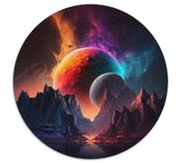 Puzzle 1000 pièces Univers Planète Puzzle Rond 1000 pièces pour Adultes Parfait pour la décoration de la Maison et du Bureau, Les fêtes, Les Anniversaires et Les Cadeaux de Vacances 67,5 x 67,5 cm