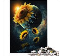 Puzzle 1000 Pièces Univers Tournesol - Rond Créatif pour Adultes et Enfants - Puzzle Boisé - Cadeau (75x50 cm)