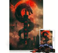 Puzzle 1000 pièces Urban Dragon Lune Rouge pour Adolescents Stimulation cérébrale, évasion paisible, Assemblage Solide, Joyeux Noël (38x26cm)