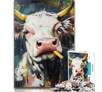 Puzzle 1000 pièces Vache Basquiat pour Adolescents, Jeu Familial Anti-Stress, défi Difficile, Collection d'artistes, Beaux-Arts (38x26cm)