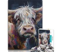 Puzzle 1000 pièces Vache des Highlands pour Adultes et Adolescents, Jeu de réflexion, décoration Murale, Cadeaux d'anniversaire et de Noël Uniques (38x26cm)