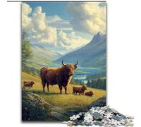 Puzzle 1000 pièces Vache des Highlands Puzzles 1000 pièces pour Adultes Cadeau de Noël Adolescent Réduction du Stress Cadeau Unique Cool pour la Famille (Taille 26x38cm)