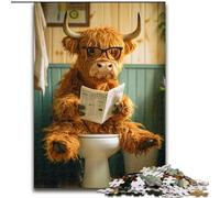 Puzzle 1000 pièces Vache des Highlands sur Les Toilettes pour Adolescents, Cadeau Anti-Stress, défi Difficile pour la décoration intérieure (14 Ans et Plus) (26x38cm)
