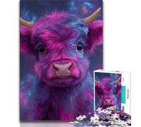 Puzzle 1000 pièces Vache des Highlands Violette pour Adolescents et Adultes, Anti-Stress, défi Difficile, renforce l'amour Entre Couples 50x75cm