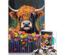 Puzzle 1000 pièces Vache en Hauteur de Salle de Bain pour Adultes et Adolescents, Jeu Stimulant Chaque pièce est Unique - Jeu Familial Stimulant et Amusant 38x26cm