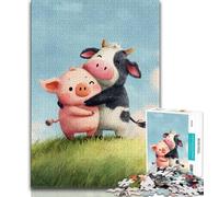 Puzzle 1000 pièces Vache et Cochon Puzzle 1000 pièces pour Ados et Adultes avec Affiche et fiche de Questions-réponses pour Les 14 Ans et Plus (26x38cm)