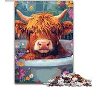 Puzzle 1000 pièces Vache Hauteur de Salle de Bain, à partir de 14 Ans, décoration d'intérieur, à Offrir en Cadeau à Toute la Famille (Taille 50x75cm)