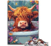 Puzzle 1000 pièces : Vache, Hauteur de Salle de Bain, Jeu éducatif Familial, à Offrir en Cadeau à Toute la Famille, à partir de 14 Ans, 38x26cm
