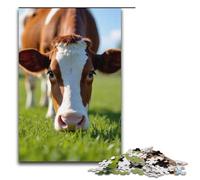 Puzzle 1000 pièces Vache Mangeant de l'herbe pour Adultes Jeu Familial Amusant Anti-Stress Difficile 1000 pièces (38 x 26 cm)