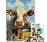 Puzzle 1000 pièces Vaches de la Ferme pour Adultes et Adolescents, Jouet éducatif et décompressant, Cadeau d'anniversaire, décoration Murale 50x75cm