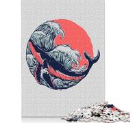 Puzzle 1000 pièces Vague Cercle Carré pour Adultes, Puzzles en Bois Jeu Éducatif pour Enfants 1000 pièces (75 x 50 cm)