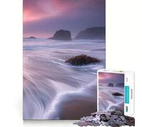Puzzle 1000 pièces Vagues au Coucher du Soleil paisible Bords Parfaits Jeu cognitif Jeu de Relaxation Décoration Artistique de Noël (38x26cm)