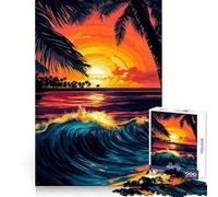 Puzzle 1000 pièces Vagues au Coucher du Soleil pour Adolescents Jeu de réflexion, Moment de détente, Finition de qualité, 38x52cm