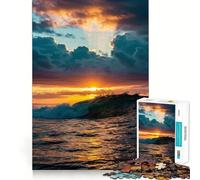 Puzzle 1000 pièces Vagues au Coucher du Soleil pour Adolescents Un Cadeau élégant et apaisant, idéal pour se ressourcer (38x52cm)