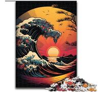 Puzzle 1000 pièces Vagues de Style Japonais pour Adultes et Adolescents, idéal pour Les soirées Jeux, Jouet coloré à Offrir (50x75cm)