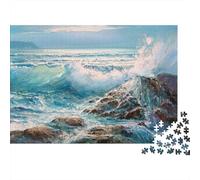 Puzzle 1000 pièces « Vagues déferlantes » - Scène de Vagues Turquoise - Jeu éducatif pour Adultes - Décoration élégante - Idéal pour Un Anniversaire - 52 x 38 cm - 1000 pièces