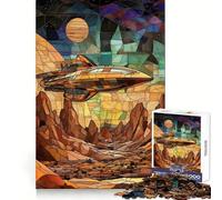 Puzzle 1000 pièces Vaisseau Spatial au-Dessus d'une planète désertique pour Adolescents, Jeu de réflexion, Design Confortable et Relaxant, Cadeau attentionné 38x52cm