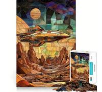 Puzzle 1000 pièces Vaisseau Spatial au-Dessus d'une planète désertique pour Adolescents, Jeu de réflexion, Design Confortable et Relaxant, Cadeau attentionné 38x52cm