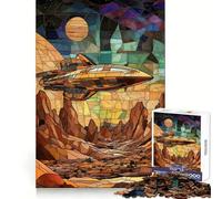 Puzzle 1000 pièces Vaisseau Spatial au-Dessus d'une planète désertique pour Adolescents Renforce la mémoire Simple, Amusant, de qualité, Un Cadeau mémorable 38x26cm
