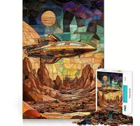 Puzzle 1000 pièces Vaisseau Spatial au-Dessus d'une planète désertique pour Adolescents Renforce la mémoire Simple, Amusant, de qualité, Un Cadeau mémorable 38x26cm