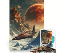 Puzzle 1000 pièces Vaisseau Spatial au-Dessus d'une planète gelée pour Adolescents, Jeu de réflexion, Plaisir partagé, Bords précis, pour Les vœux du Père Noël 50x75cm
