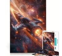 Puzzle 1000 pièces Vaisseau Spatial dans Une nébuleuse pour Adolescents, Jeu de réflexion Amusant et décontracté, Design élégant, Cadeau 38x52cm