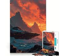 Puzzle 1000 pièces Vaisseau Spatial et planète inconnue pour Adultes, Jeu de logique Pure, Anti-Stress, découpe Nette, pour Les vœux du Père Noël 38x26cm