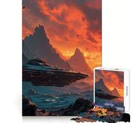 Puzzle 1000 pièces Vaisseau Spatial et planète inconnue pour Adultes, Jeu de logique Pure, Anti-Stress, découpe Nette, pour Les vœux du Père Noël 38x26cm