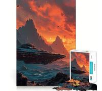 Puzzle 1000 pièces Vaisseau Spatial et planète inconnue pour Adultes, Jouet Intelligent et apaisant, découpe précise, Objet de Collection 38x52cm