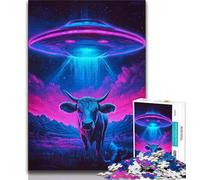 Puzzle 1000 pièces Vaisseau Spatial Extraterrestre et Vache pour Adolescents, Jouet éducatif et décompressant, idéal comme Cadeau (75x50cm)
