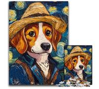 Puzzle 1000 pièces Van Gogh Beagle, Puzzle Difficile pour Adultes, Casse-tête à Faire soi-même, Jeu Familial idéal ou Cadeau décoratif 26x38cm/10,23x14,96 Pouces