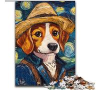 Puzzle 1000 pièces Van Gogh Beagle Puzzles en Carton pour Adultes Taille : 38x26cm Casse-tête Stimulant, activité familiale, décoration intérieure, Cadeau de Vacances