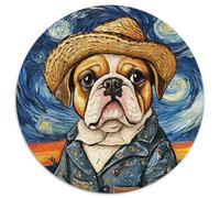Puzzle 1000 pièces Van Gogh Bulldog, Puzzle Rond 1000 pièces, Casse-tête Stimulant à Faire soi-même, Jeu Familial idéal ou Cadeau décoratif (Taille 67,5 x 67,5 cm)