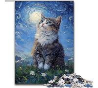 Puzzle 1000 pièces Van Gogh, Chat du Ciel Nocturne, Jeu Familial Anti-Stress, défi Difficile, renforce l'amour Entre Couples 50x75cm