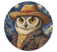 Puzzle 1000 pièces Van Gogh Chat Orange Rond Puzzle 1000 pièces pour Adultes Activité Éducative pour Les Compétences Cognitives Amélioration des Compétences Cognitives (67,5x67,5cm)