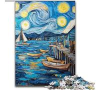 Puzzle 1000 pièces Van Gogh Ciel Nocturne Puzzles 1000 pièces pour Adultes, ce Qui en Fait Un Excellent Cadeau pour s'amuser en Famille (Taille 50x75cm)