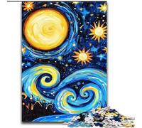 Puzzle 1000 pièces Van Gogh Night Sky pour Adultes, Jeux de détente pour renforcer l'amour Entre Couples (26x38cm)