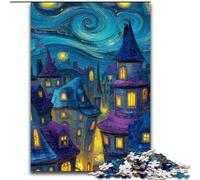 Puzzle 1000 pièces Van Gogh Night Sky pour Adultes, pour Les Vacances à la Maison, Anti-Stress et pour renforcer l'amour Entre Couples 26x38cm