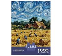 Puzzle 1000 Pièces Van Gogh Style Harvest Scene Puzzle pour Adolescents Améliore La Mémoire Entraîne Ton Cerveau Et Tes Mains Jouet Addictif pour Cultiver La Patience 38x26cm/1000pcs