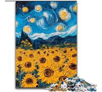 Puzzle 1000 pièces Van Gogh Tournesols la Nuit pour Adultes, à Assembler soi-même, à Offrir en Cadeau à Toute la Famille, adapté aux Enfants de 14 Ans et Plus (50x75cm)