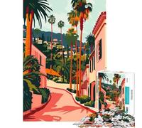 Puzzle 1000 pièces Vaporwave Beverly Hills Jeu Familial Défi cérébral et intellectuel Jouet addictif pour Les Jeux Cadeau d'anniversaire (Dimensions 50x75cm)