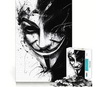 Puzzle 1000 pièces Vendetta d'Anonymous Mask Art, idéal pour Adultes, Stimulant cognitif, Motifs aux Couleurs Vives, à Assembler, Cadeau de Noël (50x75cm)