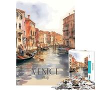 Puzzle 1000 pièces Venise Italie Peinture Aquarelle Jeu de réflexion Défi d'intelligence Jouet addictif Cadeau d'anniversaire Défi Difficile (Dimensions 50x75cm)