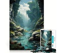 Puzzle 1000 pièces Verdant Gorge Serenity,Jeu de réflexion,découpe de Haute précision,défi Amusant pour Passer Le Temps (38x26cm)