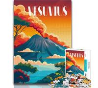 Puzzle 1000 pièces Vésuve enflammé pour Adultes et Adolescents, Jeu Familial Anti-Stress, défi Difficile, Collection d'artistes, Beaux-Arts 75x50cm